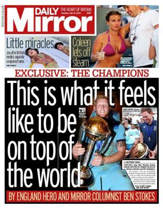 Tuesday's Daily Mirror front page
