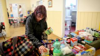 Woman using food bank