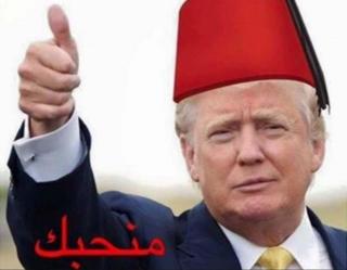 یوه کاروونکي د ټرمپ انځور له فېز خولۍ سره فوټوشاپ کړی او د انځور لاندې یې لیکلي: "مینه درسره لرو".
