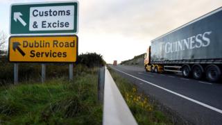 Signs near the Irish border