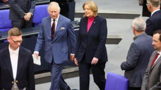 Britain's King Charles and German Bundestag President Baerbel Bas