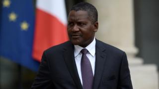 Africa's richest man Aliko Dangote dey comot di Elysee presidential Palace