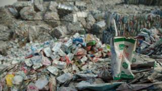 Paper at a Chinese recycling plant