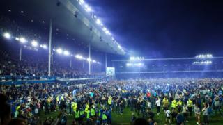 Everton fans invaded the Goodison Park pitch