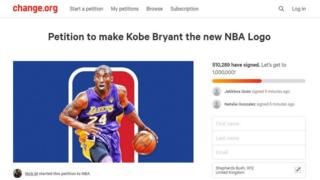Screenshot of the Change.org petition to get Kobe Bryant's silhouette added to the NBA logo