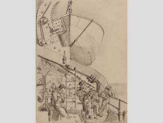 Soldiers at leisure, deck of the SS Marine Raven, 1946