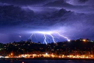 Lightning in a dark sky