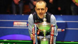 Mark Williams with the World Snooker Championship in 2018