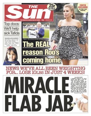 Front page of the Sun