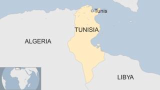 Une carte montrant Tunis est la Tunisie