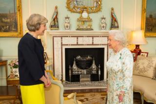 Theresa May and Queen Elizabeth II