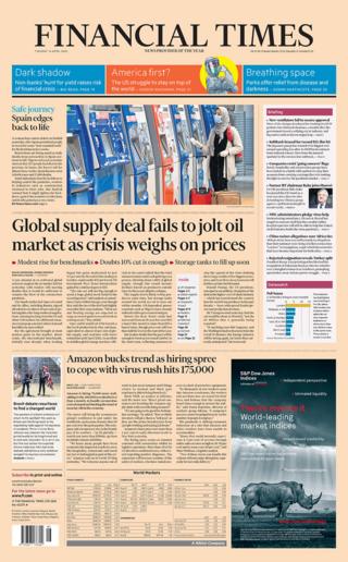 Front page of the Financial Times