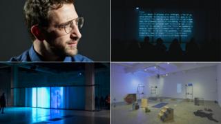 Clockwise from top left Lawrence Abu Hamdan (Miro Kuzmanovic), After SFX 2018 in The Tank at Tate Modern, Earwitness Inventory 2018 at Chisenhale, Walled Unwalled 2018 in the Tank at Tate Modern