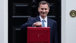 Chancellor Jeremy Hunt with the red Budget briefcase