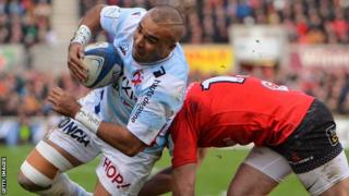 Simon Zebo scored a first-half try for Racing in Belfast before being replaced at half-time