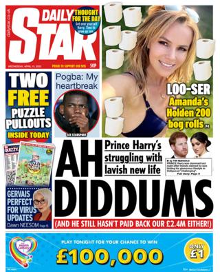 Front page of the Daily Star