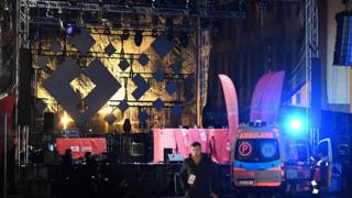 An ambulance believed to be carrying Mayor of Gdansk Pawel Adamowicz on its way to the hospital