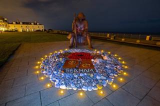 Seaham Tommy 1101 statue with accompanying art displays