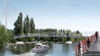 Design for the pedestrian cycle bridge in Caversham