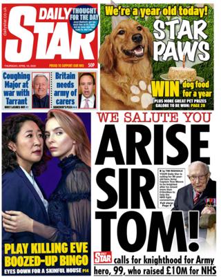 Front page of the Daily Star