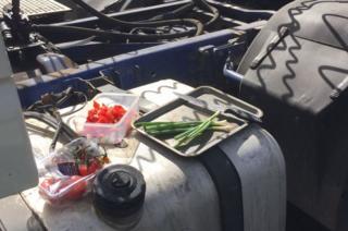 Lunch being made on lorry on the M25