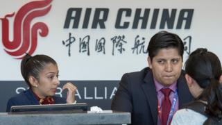 Mostrador de China Air en Pekín.