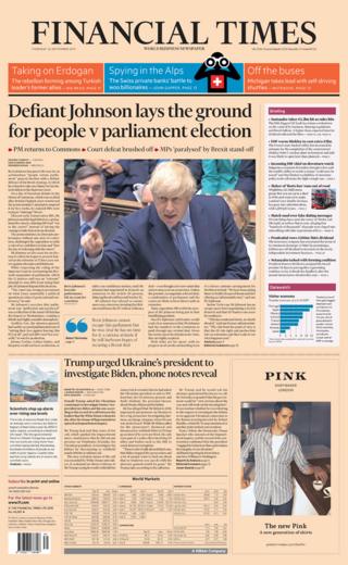 Financial Times front page 26/09/19