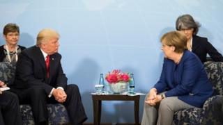 Bà Merkel và ông Trump hội đàm một giờ.