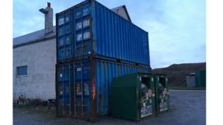 Alderney bowling alleys in shipping containers