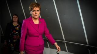 Nicola Sturgeon arriving for the SNP's campaign launch in Edinburgh
