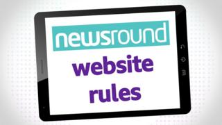 A tablet with the words Newsround website rules.