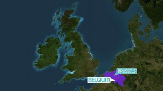 A map of the UK and Belgium