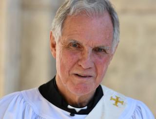 Jonathan Aitken in priest's outfit