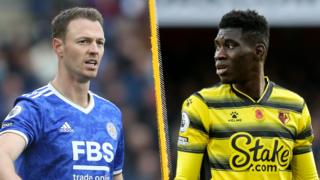 Leicester's Jonny Evans faces a fitness test ahead of Sunday's visit of Watford but Hornets forward Ismaila Sarr is definitely out with a knee injury.