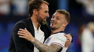 Kieran Tripper and Gareth Southgate embrace