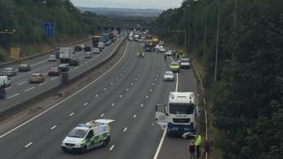 Crash scene M1 Nottinghamshire