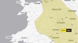 Map showing area affected by fog