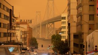 Orange skies across San Francisco caused by wildfires in California