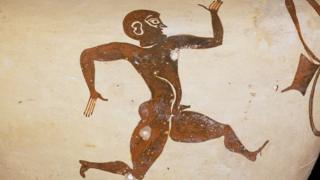 Fikellura style amphora with a running man530 BC - 500 BC