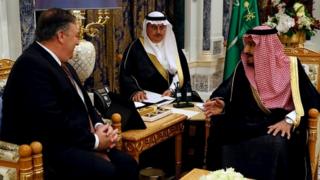 Mike Pompeo with King Salman in Riyadh