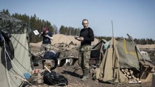Участники протеста против мусорного полигона в Шиесе