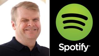 Роб Стрингер и логотип Spotify