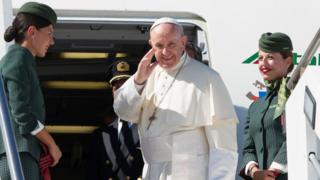 Pope boards flight
