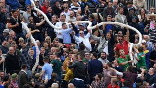 A "beer snake" at Old Trafford