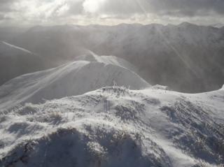 Winter conditions in Glen Shiel above the Cluanie Inn on Ciste Dhubh