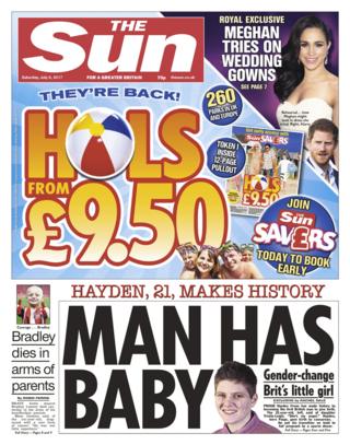 Sun front page