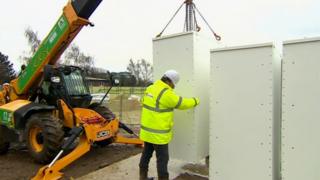 Battery units being installed