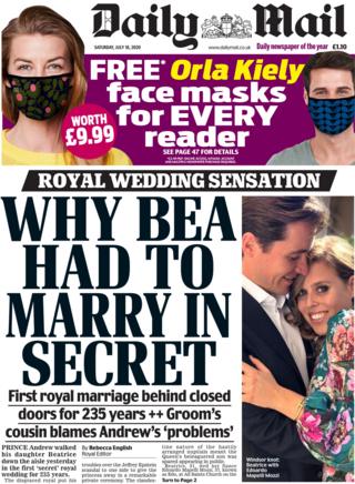 The Daily Mail front page 18 July