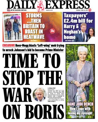 Daily Express front page 25/06/19