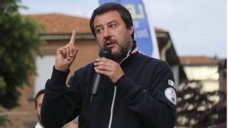 Matteo Salvini in Settimo Torinese, Milan on 12 May